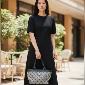 Dooney & Bourke 1975 Signature Satchel Shoulder Bag Designer Black/Gray DB134V